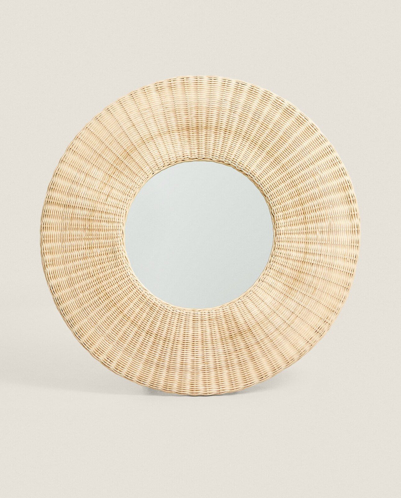 Round rattan wall mirror