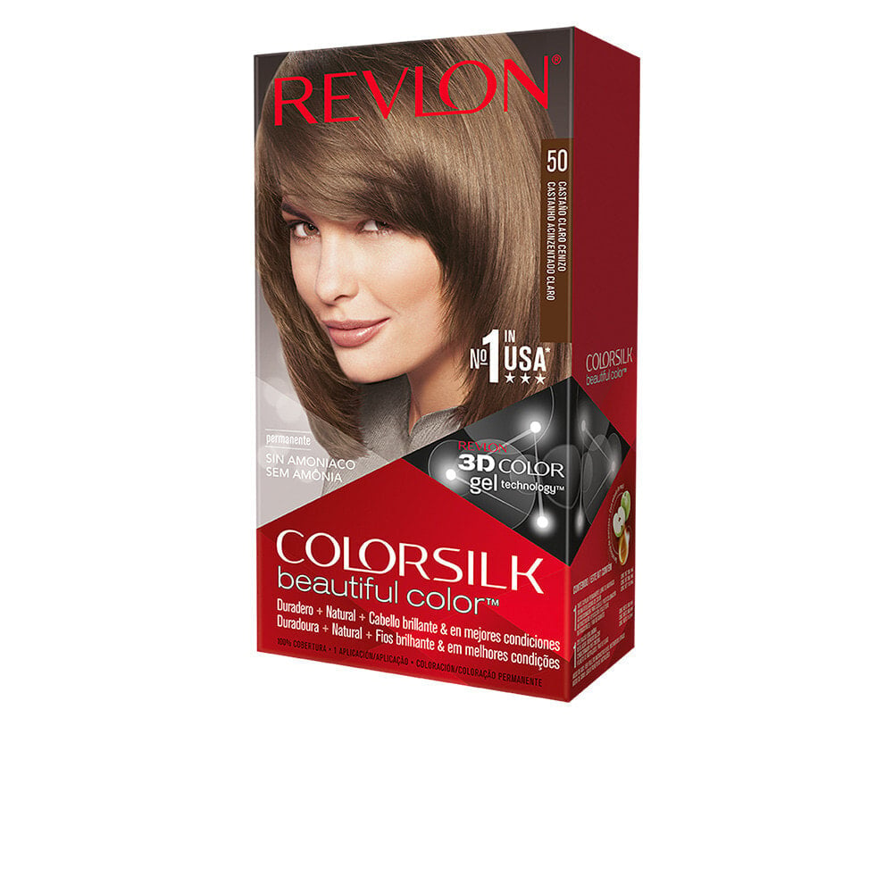 Revlon ColorSilk Beautiful Color No. 50 Ashy Light Brown Стойкая краска для волос без аммиака, оттенок пепельно-русый