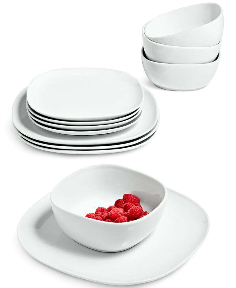 The Cellar whiteware Soft Square 12-Pc. Dinnerware Set, Service for 4, Created for Macy's
