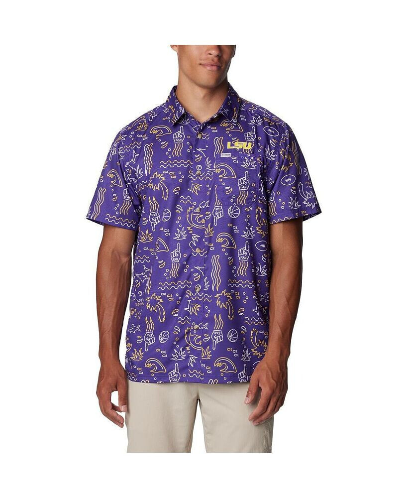 Columbia men's Purple LSU Tigers Super Slack Tide Omni-Wick Button-Up Shirt