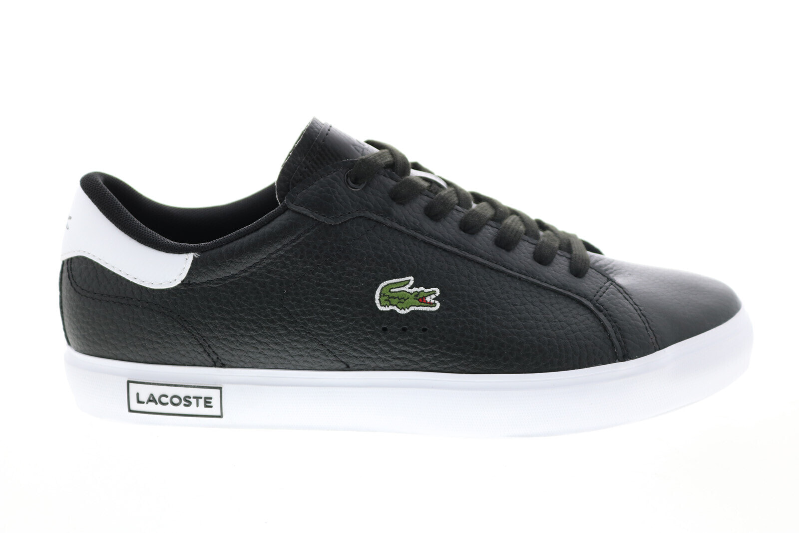 Lacoste Powercourt 0721 2 Mens Black Leather Lifestyle Sneakers Shoes