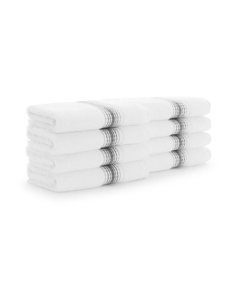 Aston and Arden white Turkish Luxury Striped Washcloths for Bathroom 600 GSM, 13x13 in., 8-Pack , Super Soft Absorbent Washcloths