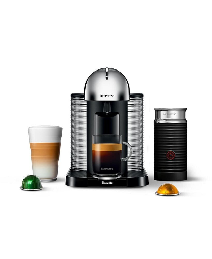 Nespresso vertuo Coffee and Espresso Machine by Breville, Chrome with Aeroccino Milk Frother