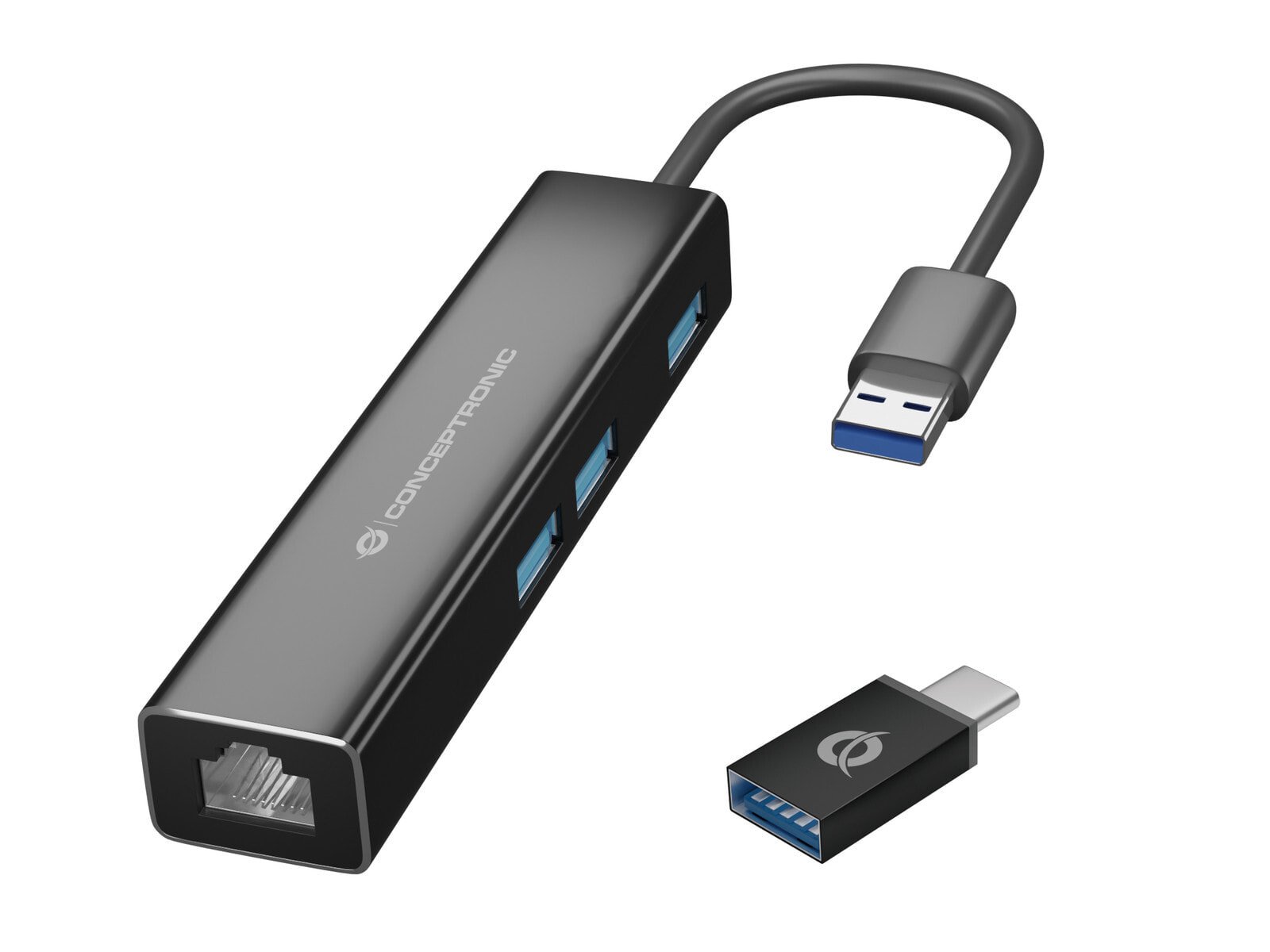 Conceptronic DONN07BA хаб-разветвитель USB 3.2 Gen 1 (3.1 Gen 1) Type-A 5000 Мбит/с Черный
