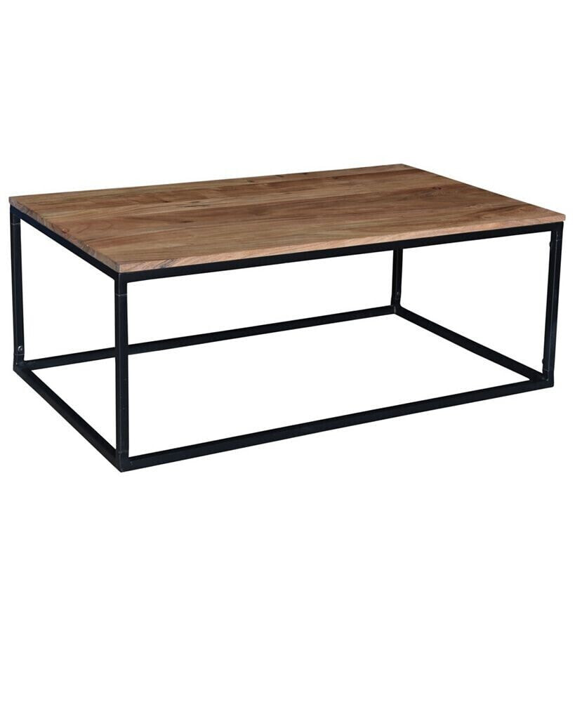 Crestview carbon Stained Acacia Wood Top with Matte Base End Table