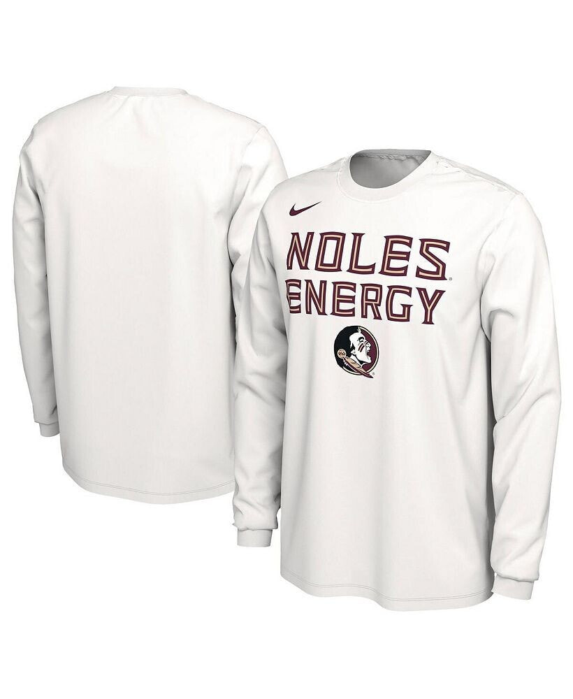 Nike men's and Women's White Florida State Seminoles 2024 On-Court Bench Energy Long Sleeve T-shirt