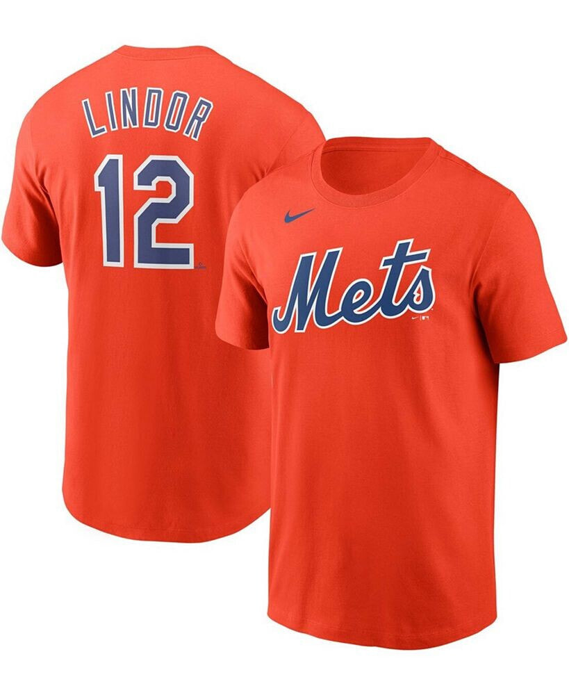 Nike men's Francisco Lindor Orange New York Mets Name Number T-shirt