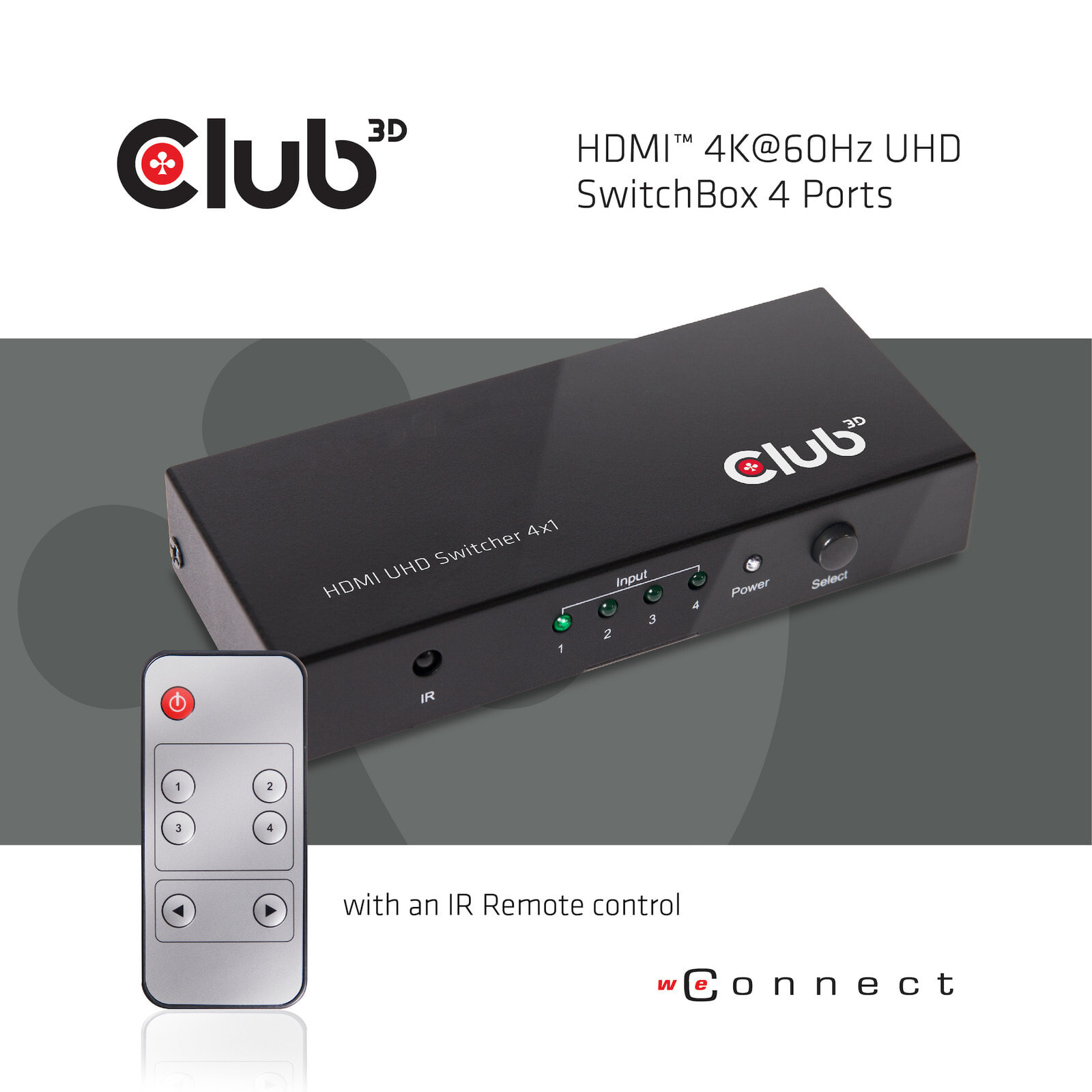 CLUB3D HDMI 2.0 UHD SwitchBox 4 Ports CSV-1370