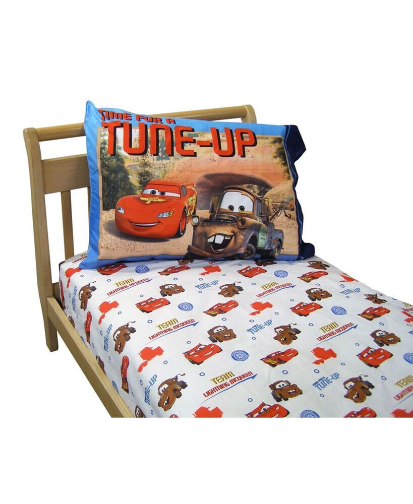 Cars Team Lightning McQueen 2 Pack Super Soft Fitted Toddler Sheet and Pillowcase Set