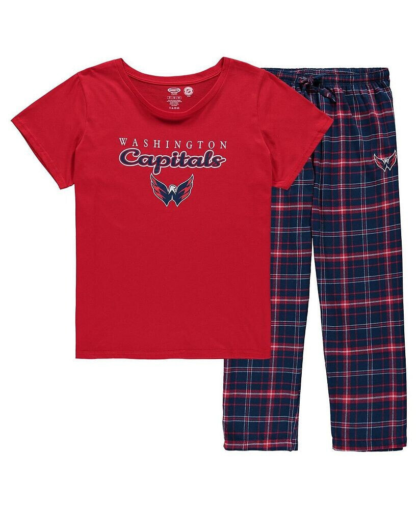 Women's Red Washington Capitals Plus Size Lodge T-shirt and Pants Sleep Set