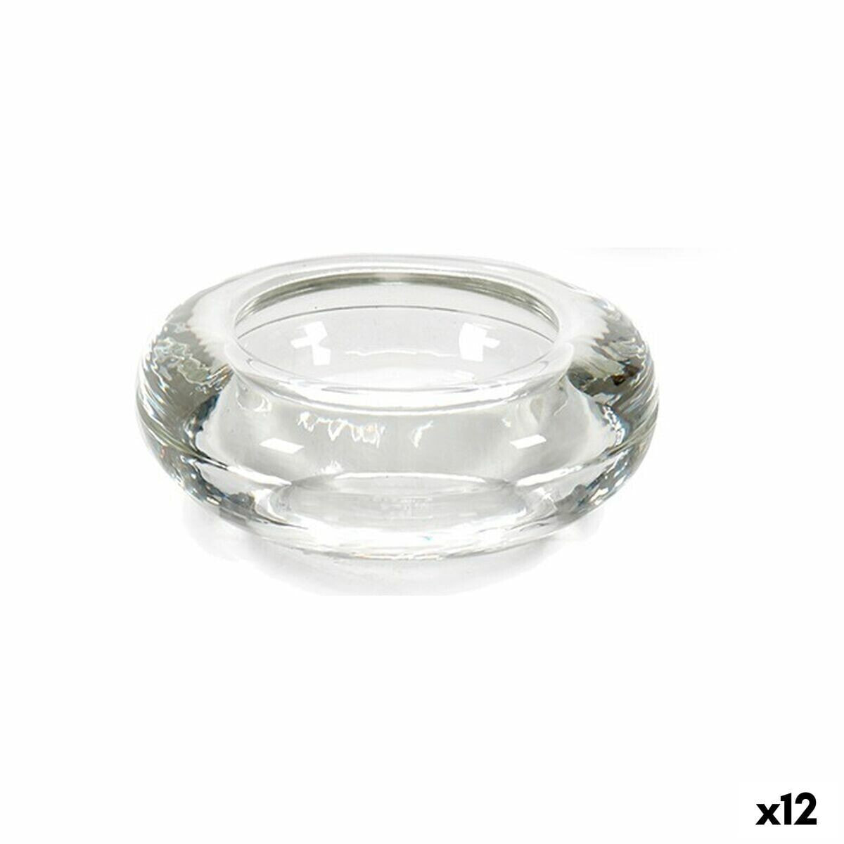 Candleholder Transparent Glass 6,5 x 2,5 x 6,5 cm (12 Units)