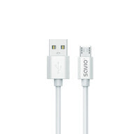 Savio USB cable 3 m USB 2.0, USB A - Micro USB White SAVIO CL-167 - Cable - Digital