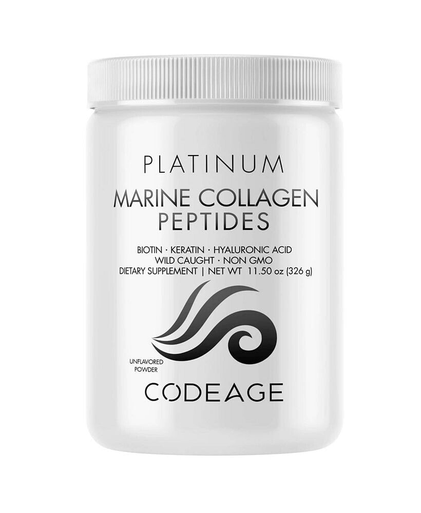 Codeage marine Collagen Protein Powder Supplement, Biotin 10,000 mcg, Vitamin C, D3 & B6, Keratin, Hyaluronic Acid, Niacin, Wild Caught Hydrolyzed Fish Collagen Peptides, Hair, Skin, Joints, 11.50 oz