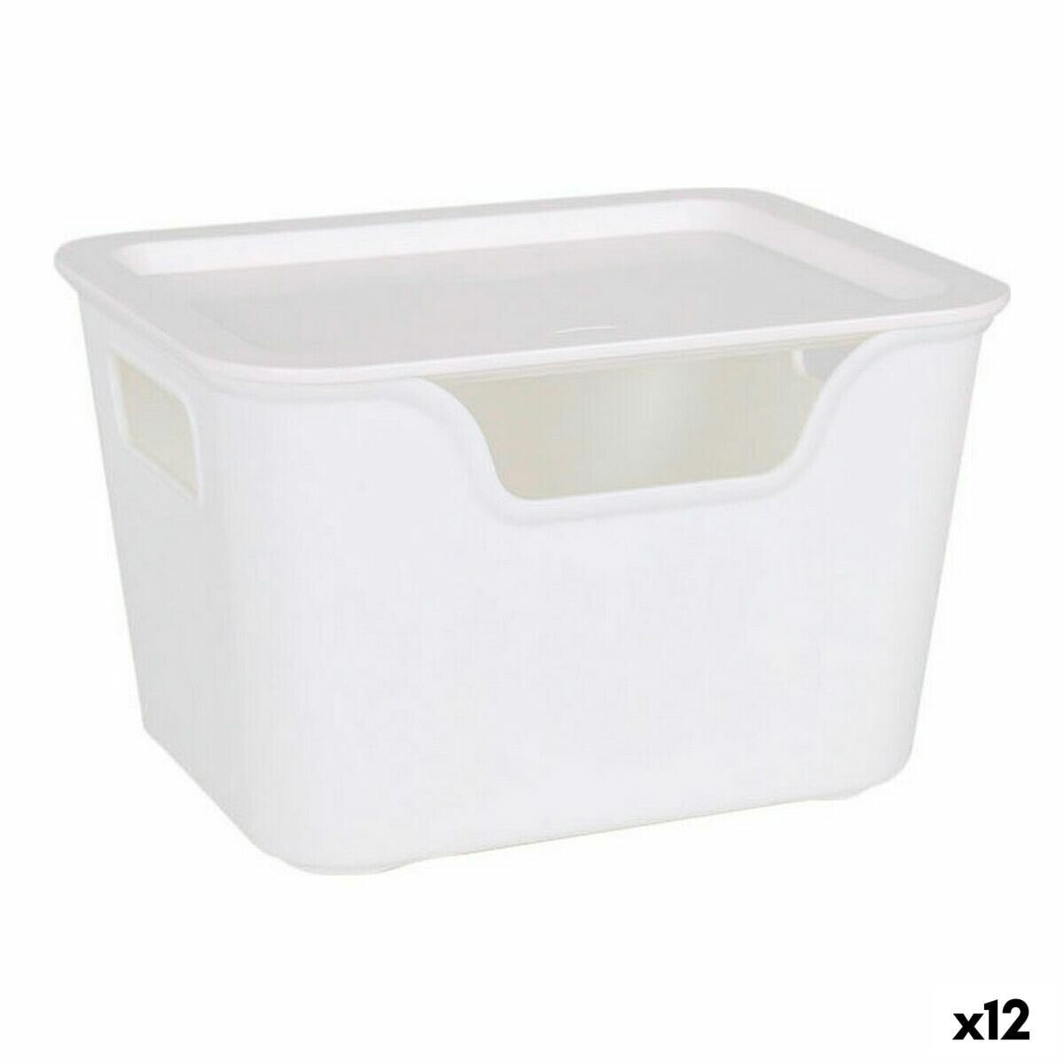 Storage Box with Lid Bella White 17,9 x 13,9 x 11,2 cm (12 Units) (18 x 14 x 11 cm)