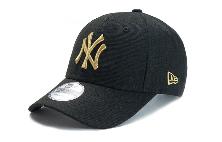New Era 纽亦华 MLB系列 NY 经典大金LOGO 立体刺绣弯檐棒球帽 黑色 / New Era 70304264