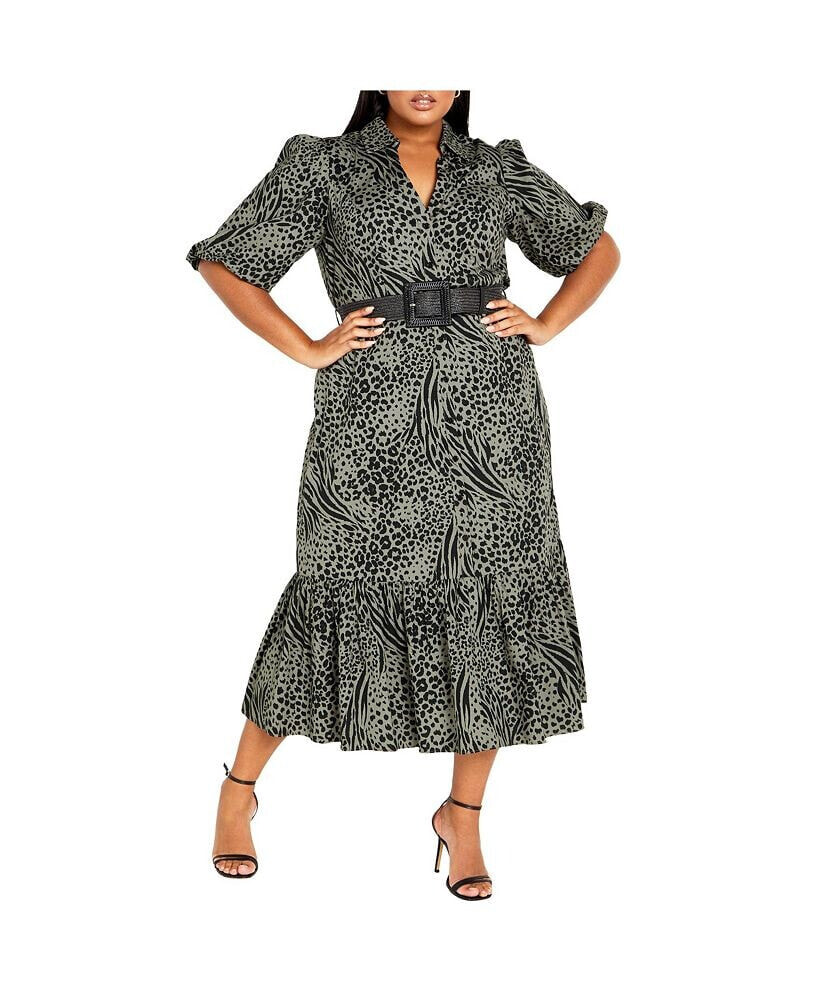 CITY CHIC plus Size Serene Skin Collared Midi Dress