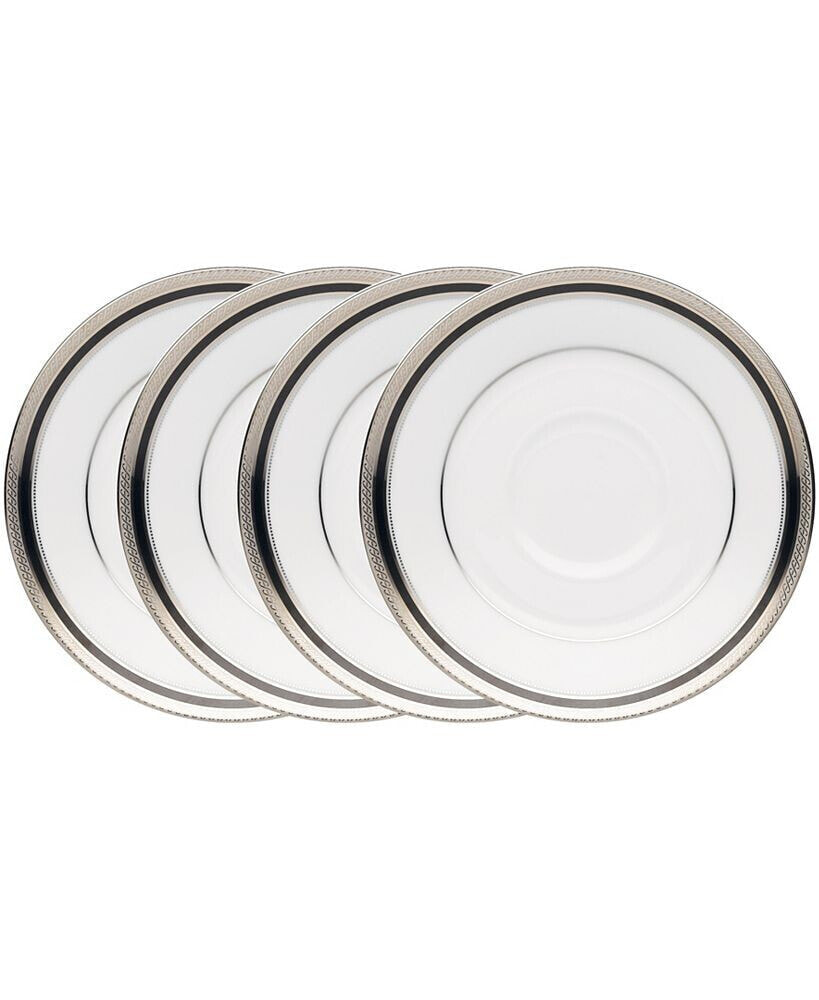 Noritake austin Platinum Set of 4 Saucers, Service For 4