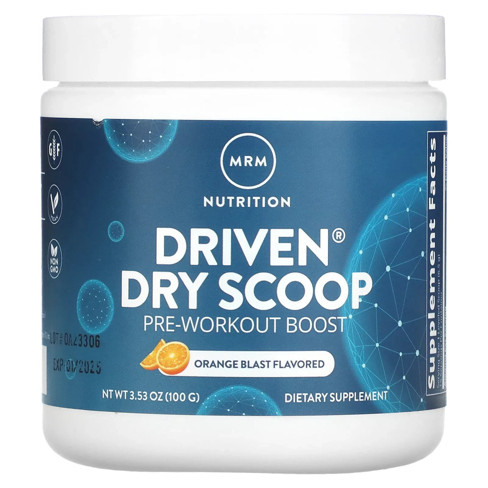 MRM Nutrition, Driven Dry Scoop, Pre-Workout Boost, Sour Berry, 3.53 oz (100 g)