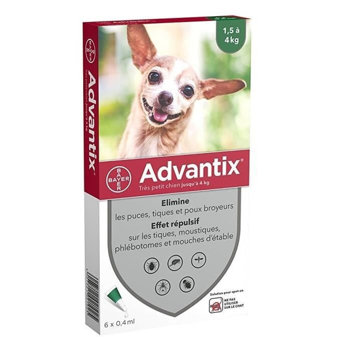 Антипаразитарные пипетки ADVANTIX 6 - для очень маленьких собак от 1,5 до 4 кг.