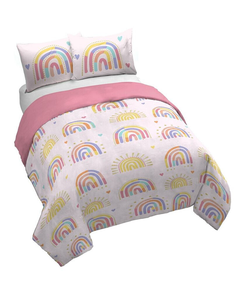 Saturday Park doodle Rainbow 100% Organic Cotton Full/Queen Duvet Cover & Sham Set
