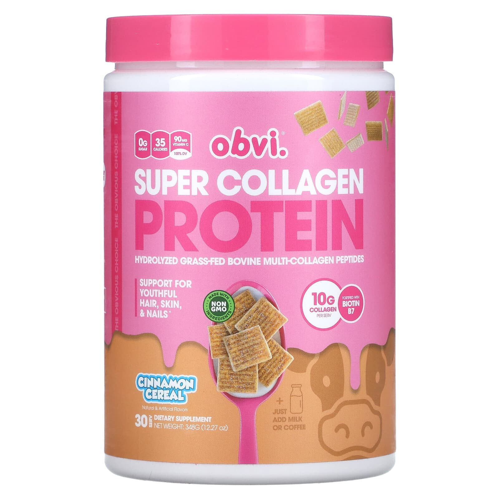 Obvi, Super Collagen Protein, без добавок, 337,5 г (11,90 унции)