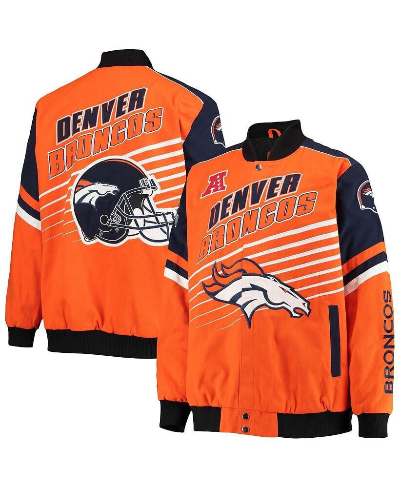 G-III Sports by Carl Banks men's Orange, Navy Denver Broncos Extreme Strike Cotton Twill Full-Snap Jacket