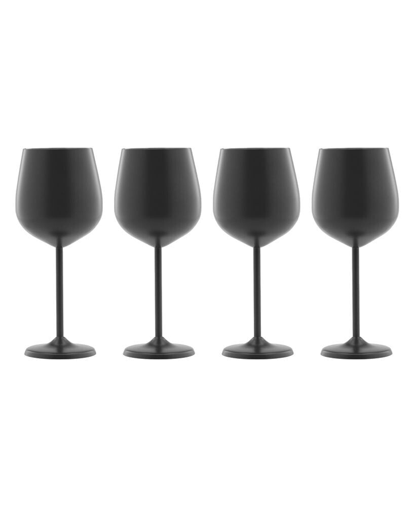 Cambridge 18 Oz Brushed Black Stainless Steel White Wine Glasses, Set of 4