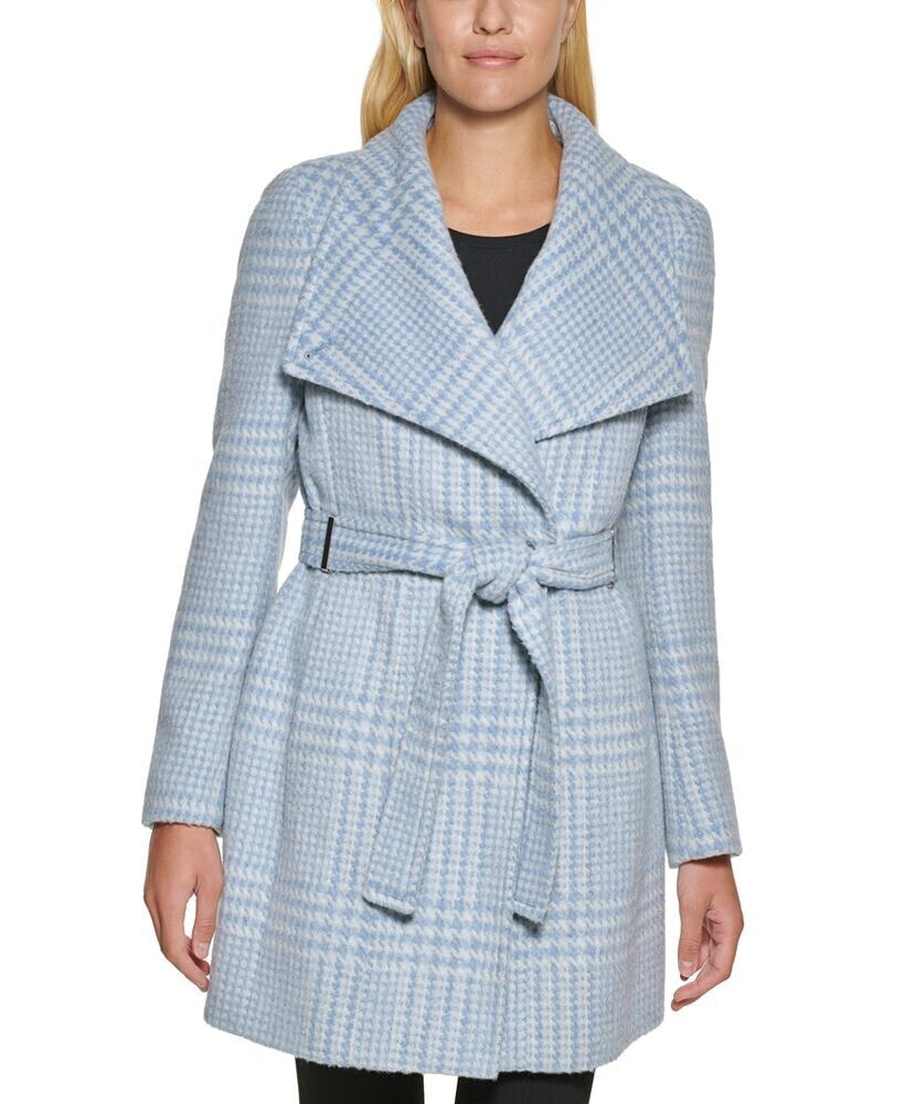 Women's Petite Asymmetrical Belted Wrap Coat, Created for Macy's