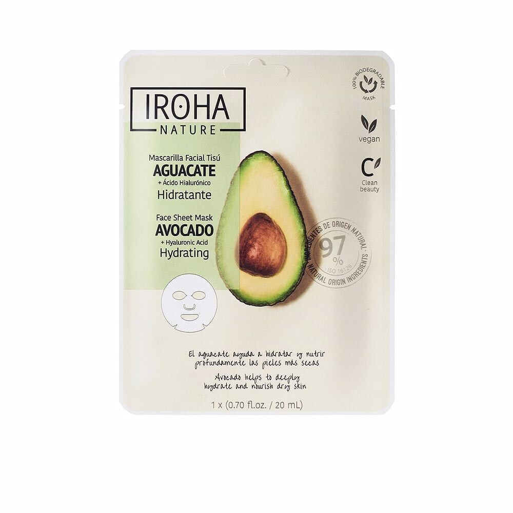 Маска для лица Iroha NATURE MASK avocado + hyaluronic acid 1 u