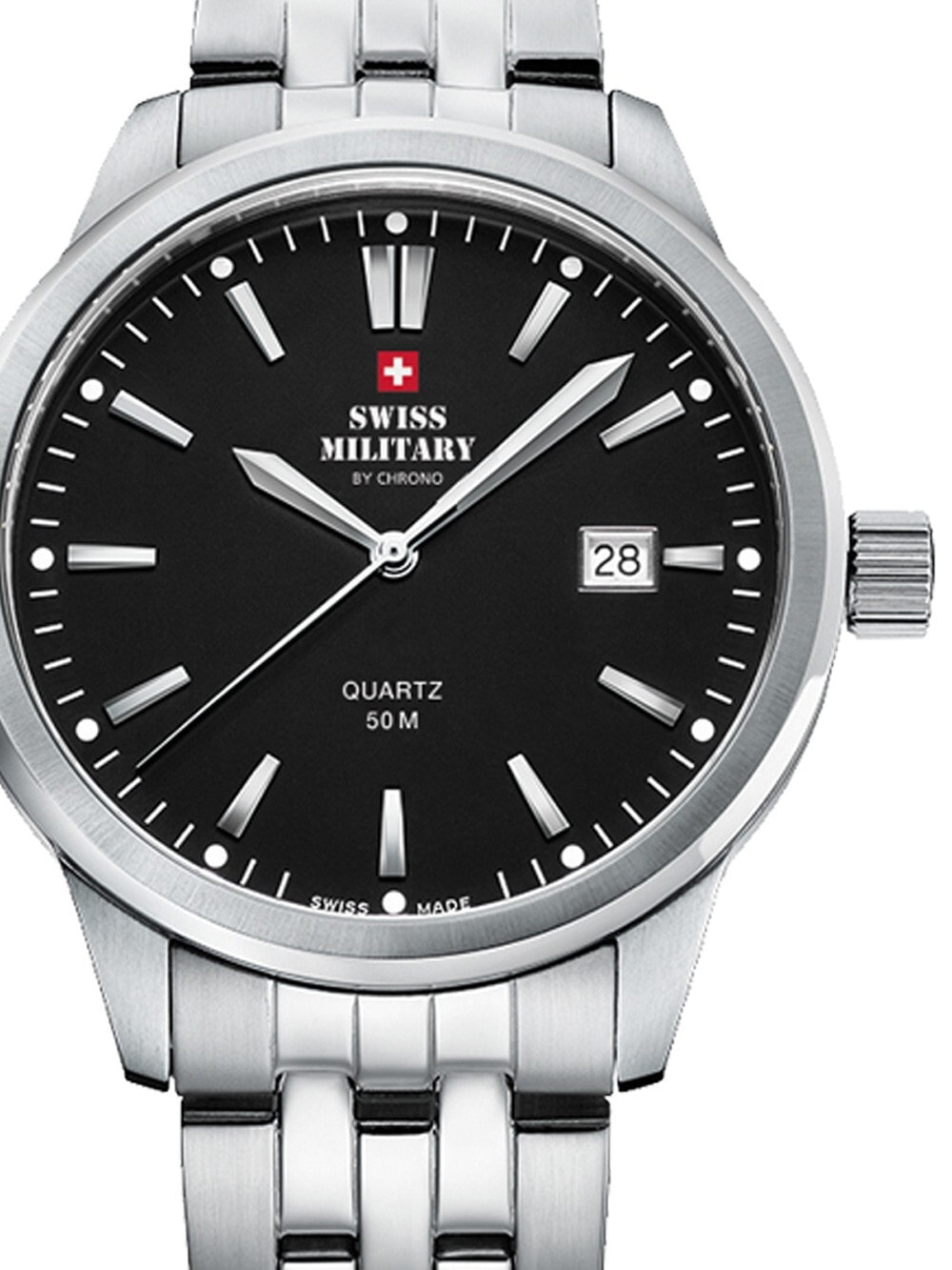 Мужские наручные часы с серебряным браслетом Swiss Military SMP36009.01 Mens 41mm 5 ATM