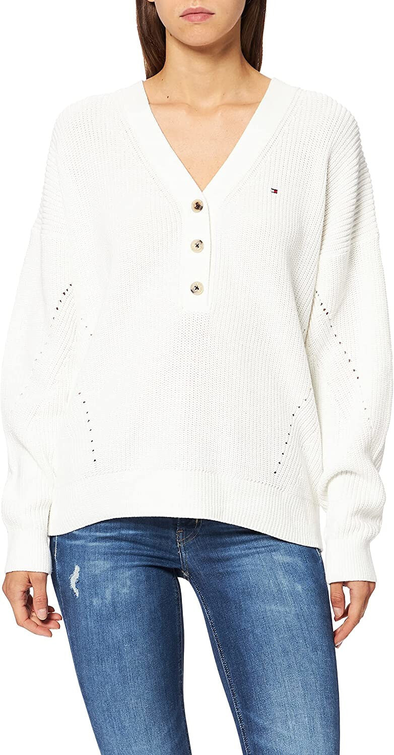Tommy Hilfiger Women's Hayana Henley V-nk Sweater Pullover