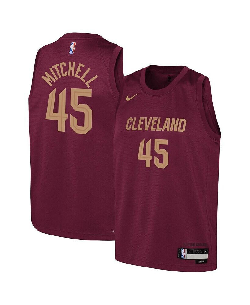 Nike big Boys and Girls Donovan Mitchell Wine Cleveland Cavaliers 2022/23 Swingman Jersey - Icon Edition