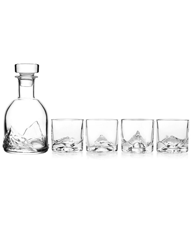 Liiton the Peaks Crystal Whiskey Decanter with Glasses, Set of 5