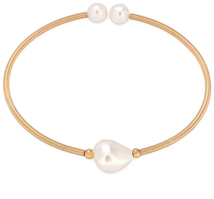 Браслет Troli Charming open bracelet with natural pearls
