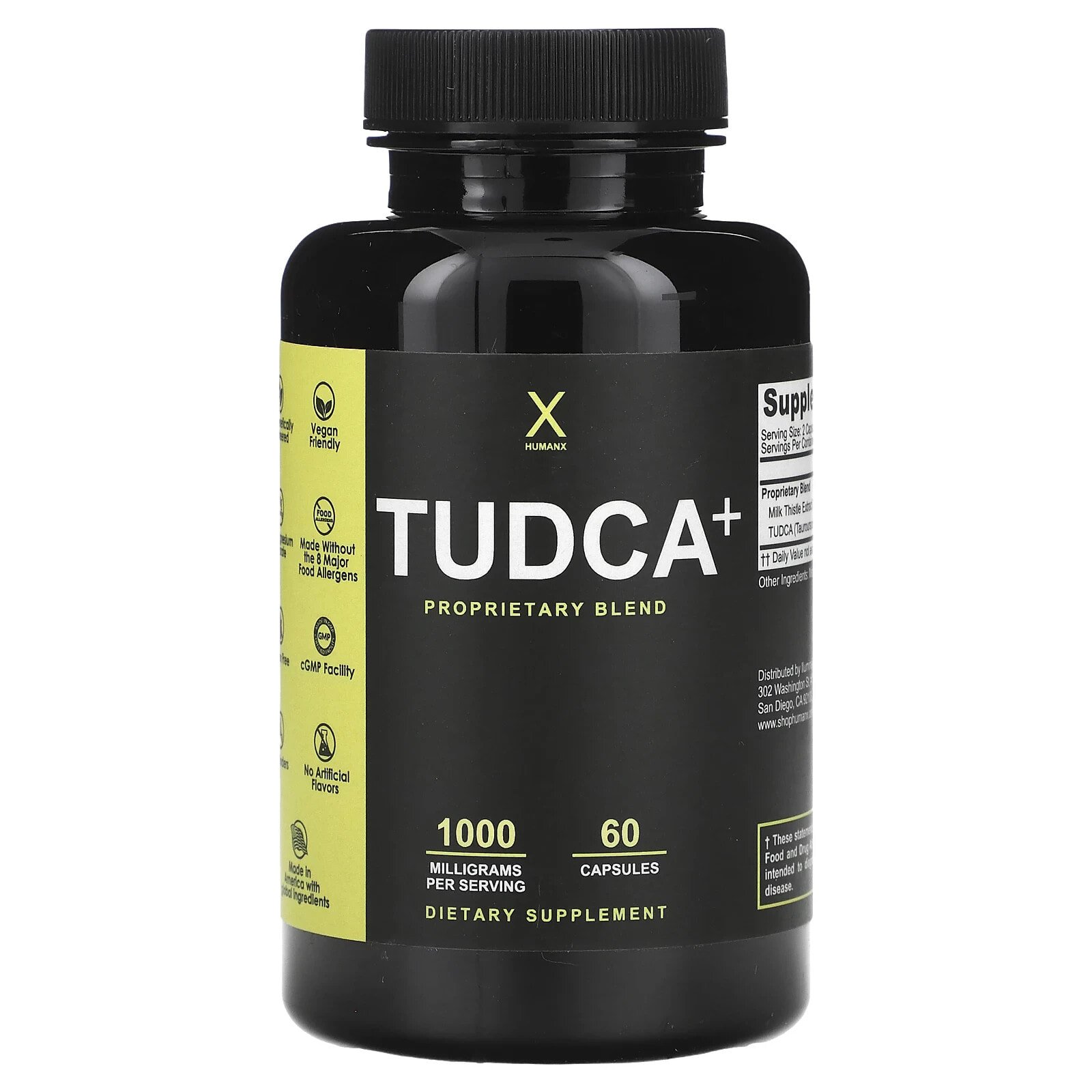 Tudca+, 1,000 mg, 60 Capsules (500 mg per Capsule)