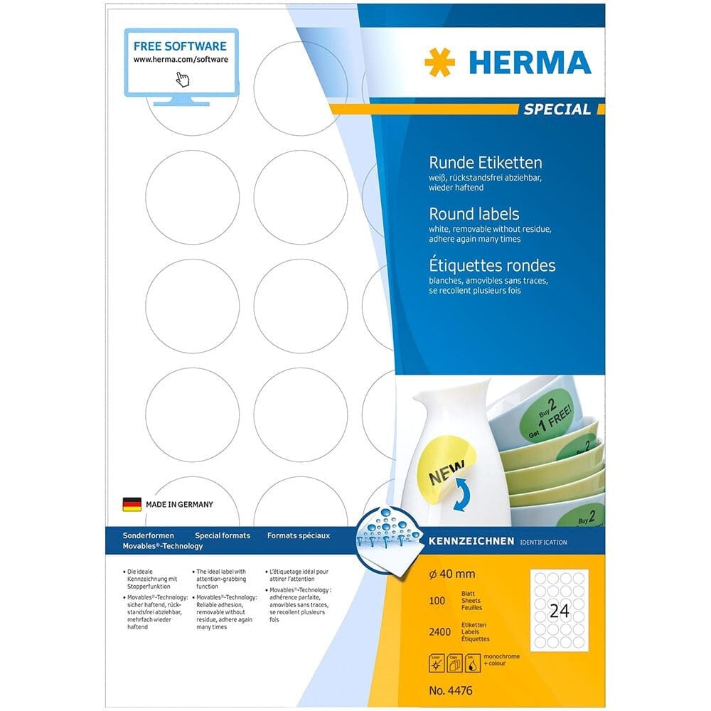 HERMA Round Labels 2400 Units