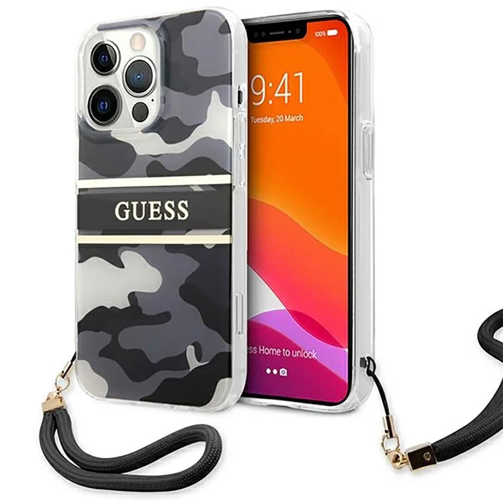 GUESS Guhcp13Xkcabbk iPhone 13 Pro Max 6.7 Camo Strap Collection phone case