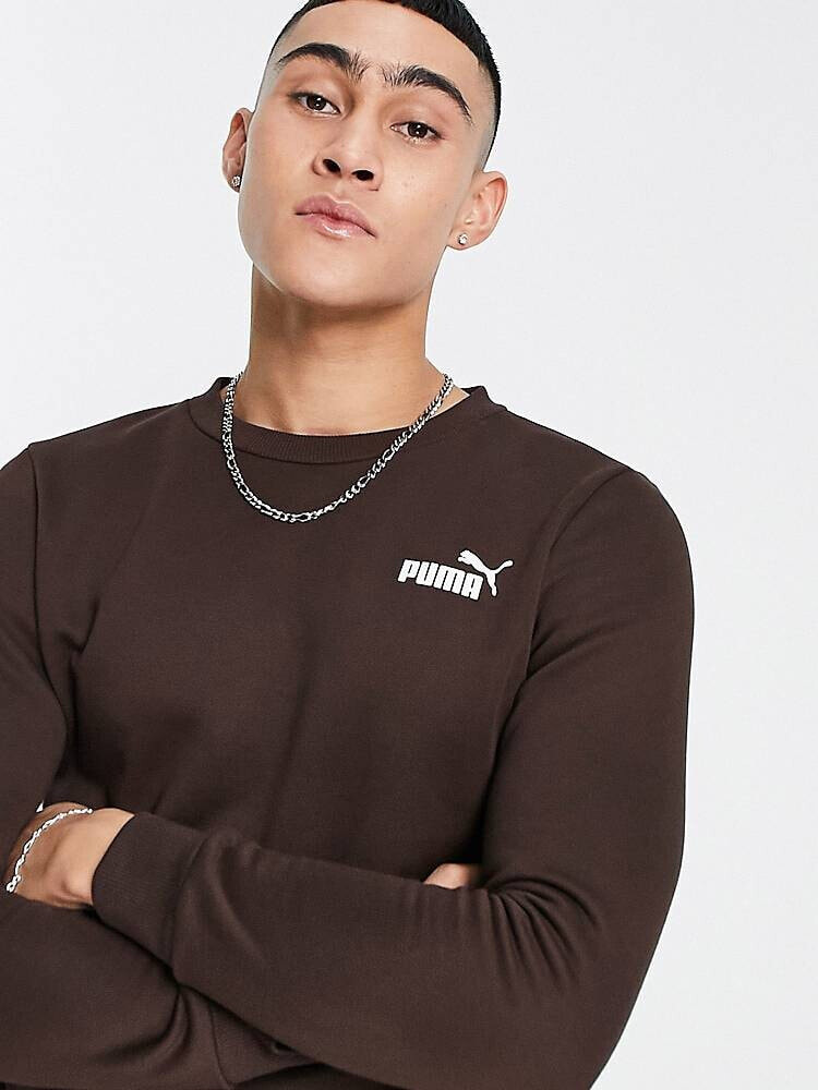 PUMA – Essentials – Sweatshirt in Dunkelbraun mit kleinem Logo