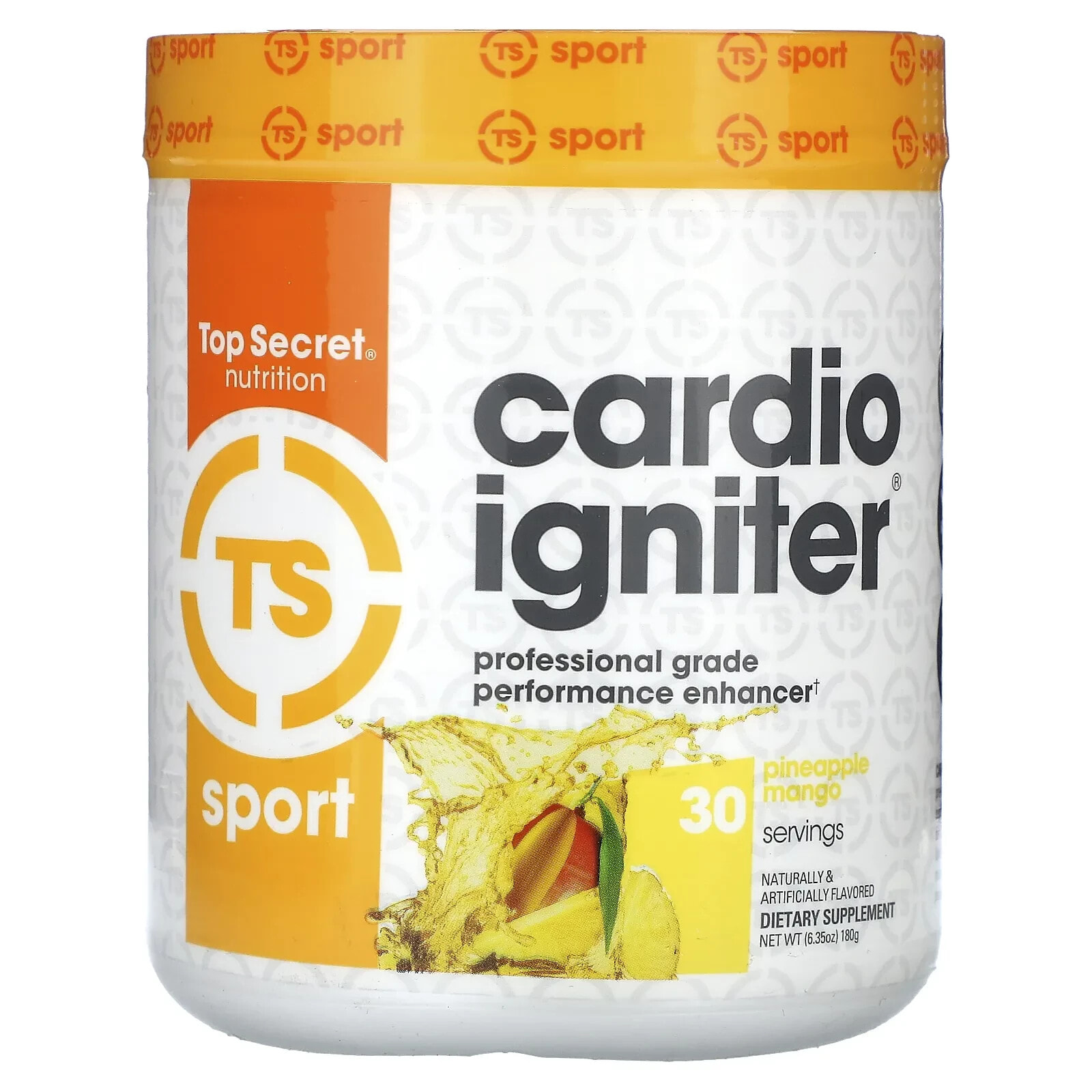 Top Secret Nutrition, LLC, Sport, Cardio Igniter, Professional Grade Performance Enhancer, Pineapple Mango, 6.35 oz (180 g)