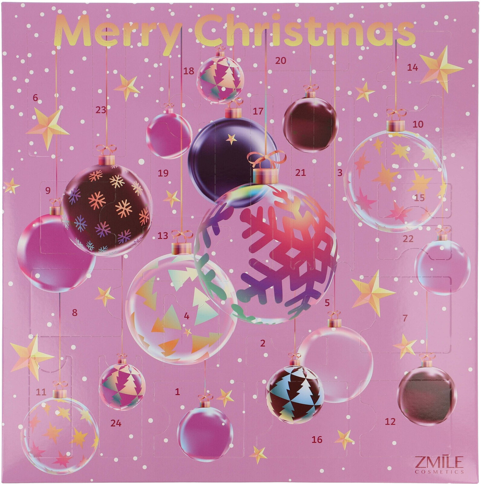 Advent Calendar 24 Windows Square 3D Christmas Balls