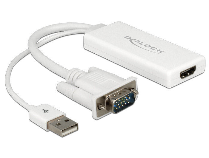 DeLOCK 62460 кабельный разъем/переходник VGA, USB2.0-A HDMI Белый