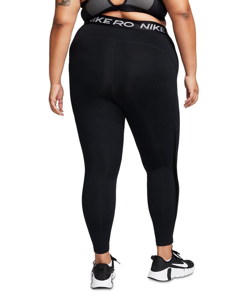 NIKE One Plus Size Mid-Rise 7/8 Faux-Leather Leggings DH3187 Black