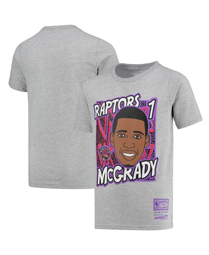 Mitchell & Ness big Boys Tracy McGrady Gray Toronto Raptors Hardwood Classics King of the Court Player T-shirt