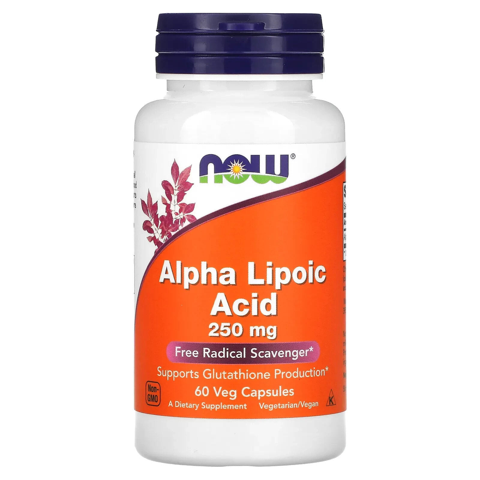 NOW Alpha Lipoic Acid  Альфа-липоевая кислота (ALA) 250 мг 120 веганских капсулы