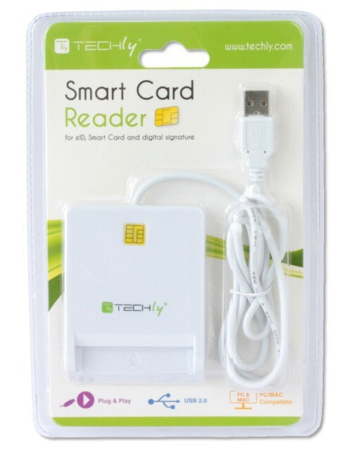 Techly Compact Smart Card Reader/Writer USB2.0 White I-CARD CAM-USB2TY считыватель сим-карт Для помещений Белый