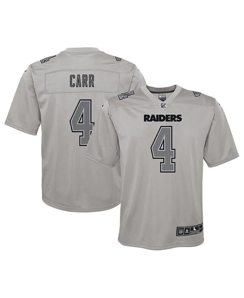 Youth Boys Derek Carr Gray Las Vegas Raiders Atmosphere Game Jersey