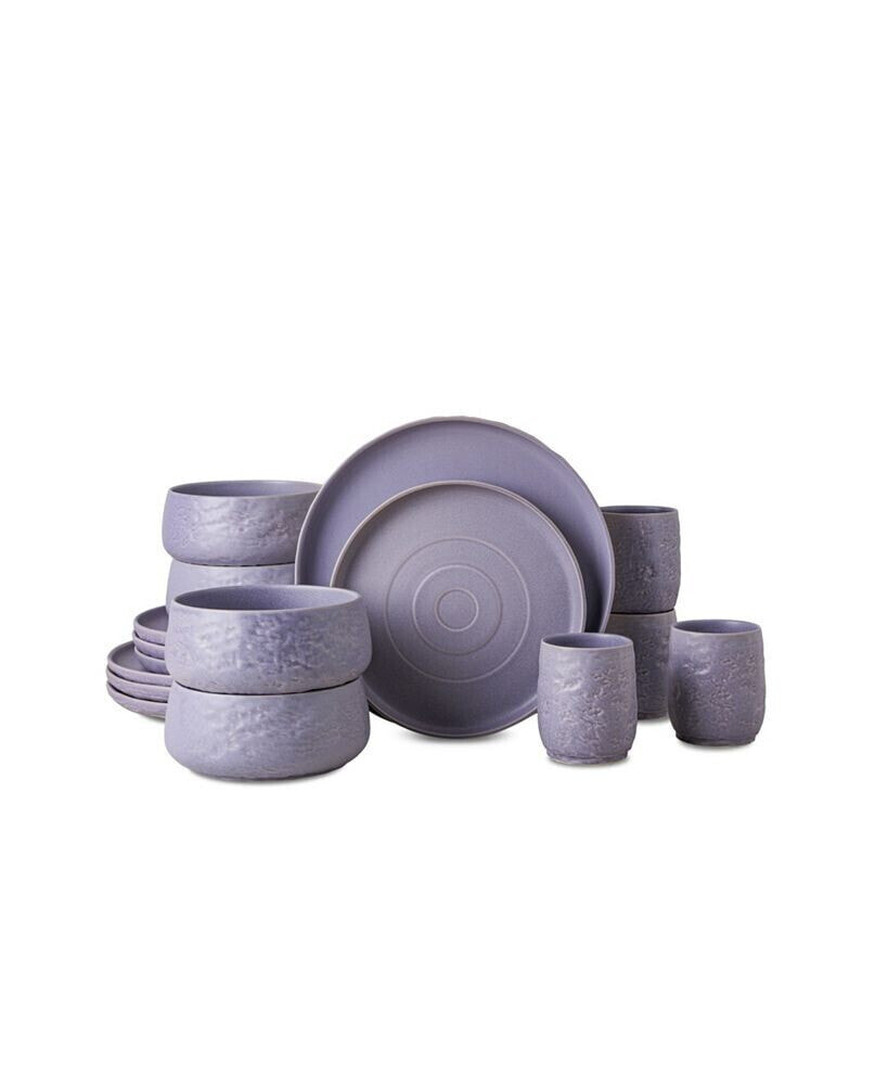 Shosai Stoneware 16 Pieces Dinnerware Set, Service for 4