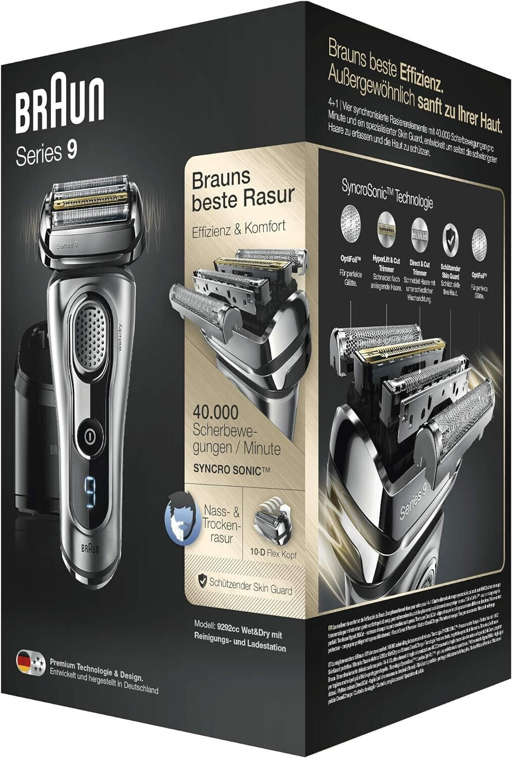 Braun Series 9 Electric Shaver, Silver, 9292cc (Discontinued Model)
