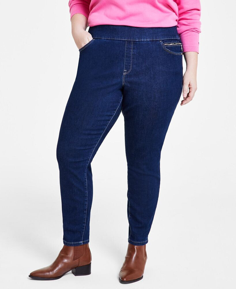 Tommy Hilfiger tH Flex Plus Size Gramercy Pull On Jeans Created for Macy s star wash 24W 16586015