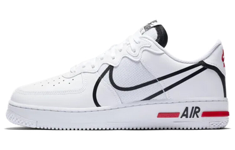 Nike Air Force 1 Low React 黑钩 低帮 板鞋 男女同款 白红 / Кроссовки Nike Air Force 1 React White Black Red (Белый)